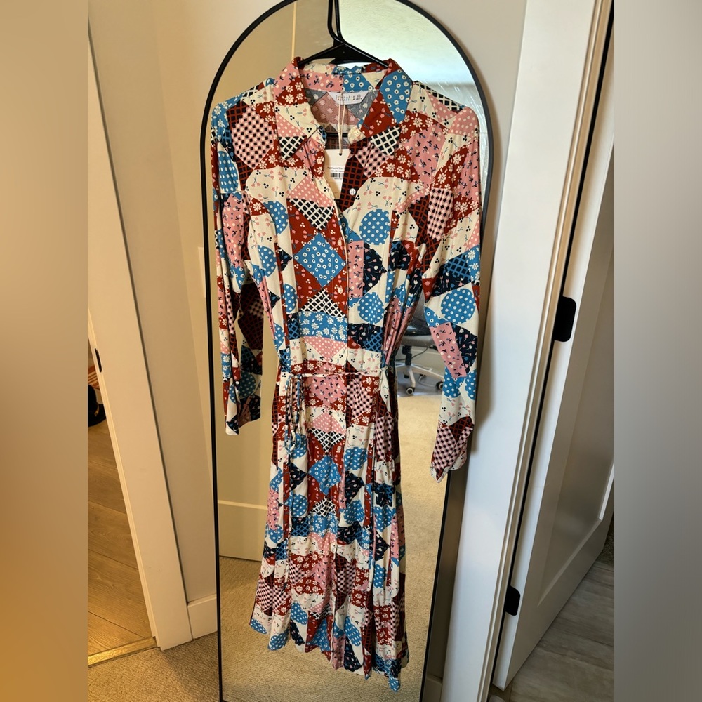 NWT Patchwork Midi Dress - Picture 2 of 5